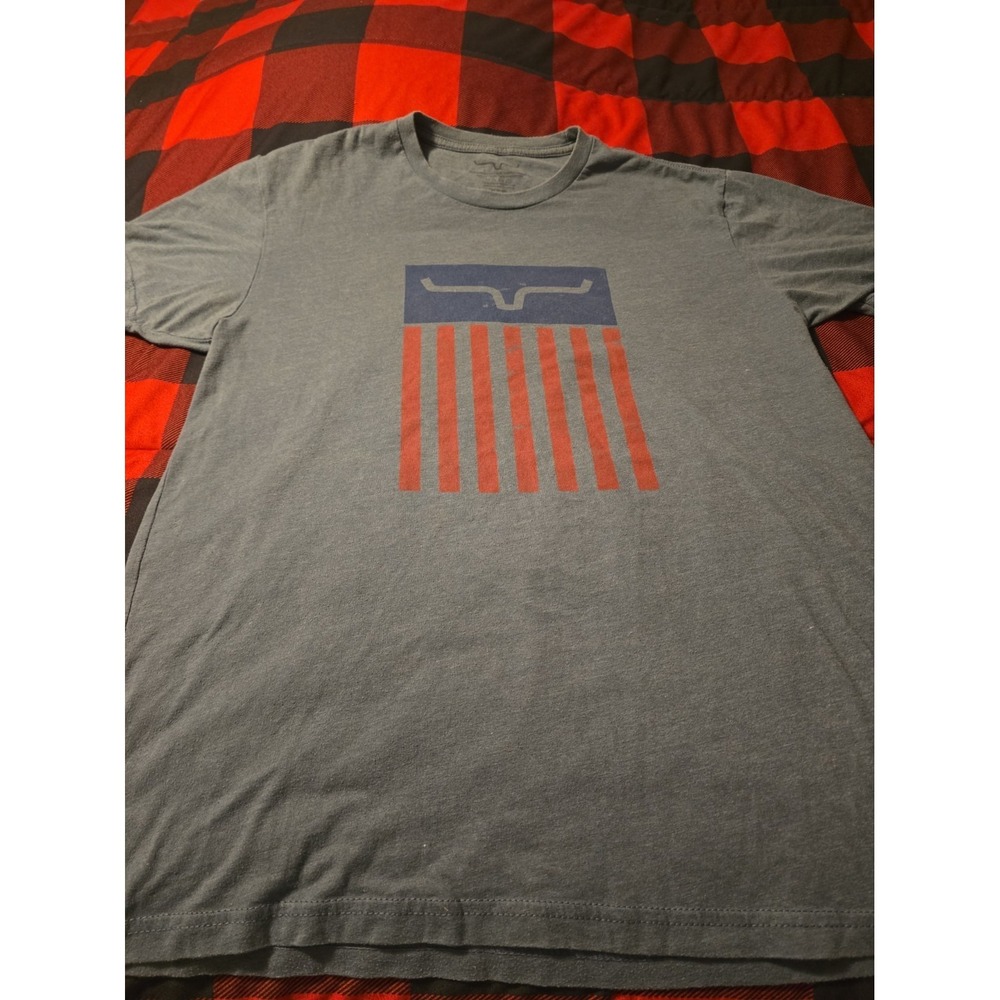 Kimes Ranch Mens Tee Shirt Small Kimes Flag Red Blue Patriotic Graphic T-Shirt